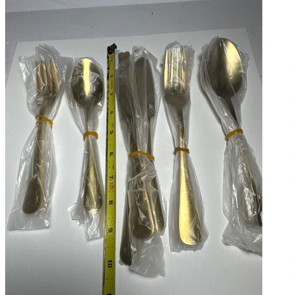 20pc Gold Flatware Set Service for 4 Gold New Stainless Steel Modern